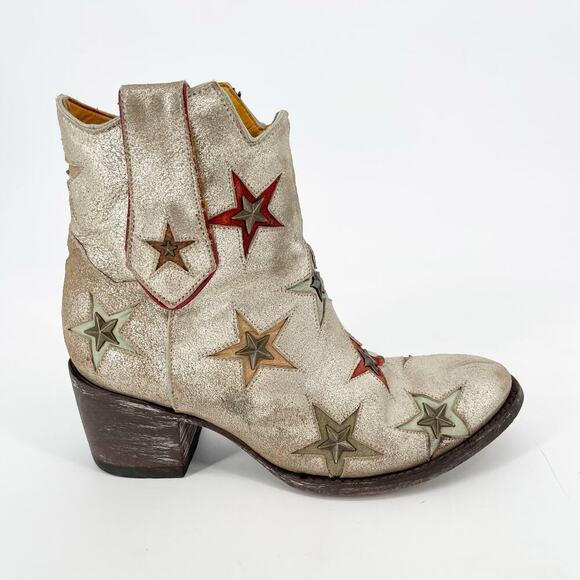 Old Gringo Mexicana Metallic Star Studded Western Cowgirl Ankle Boot size 7.5 - Picture 2 of 12